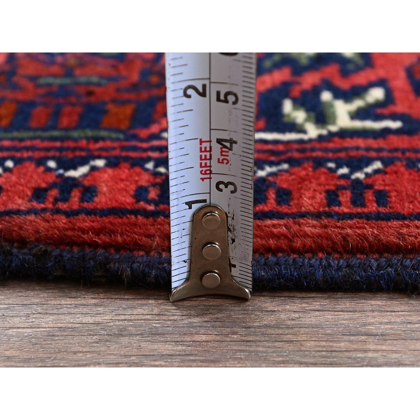 3'10"X6' Red Afghan Khamyab Geometric Design Hand Knotted Pure Wool Rug