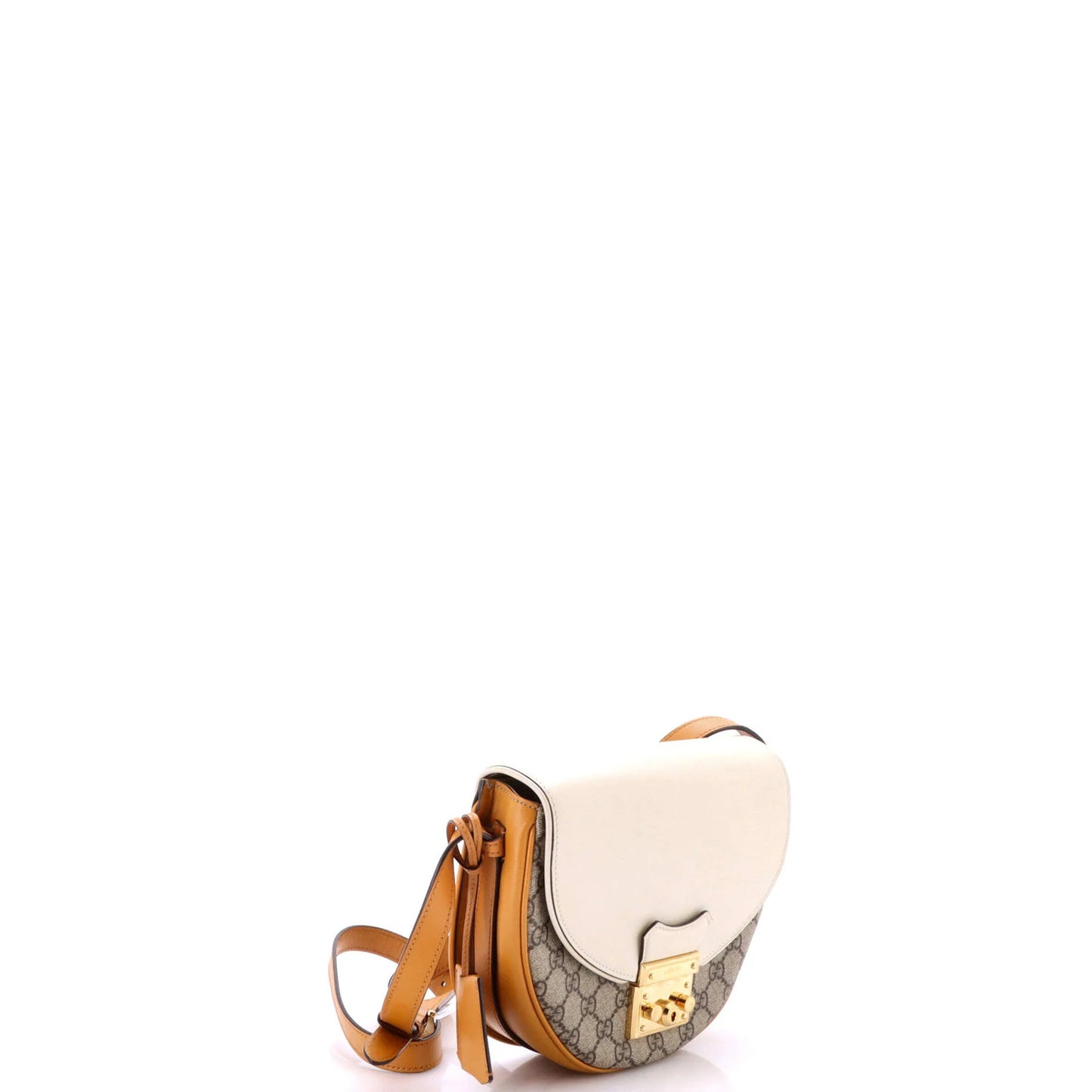 Gucci Padlock Saddle Shoulder Bag Gg Coated Canvas And Leather Small