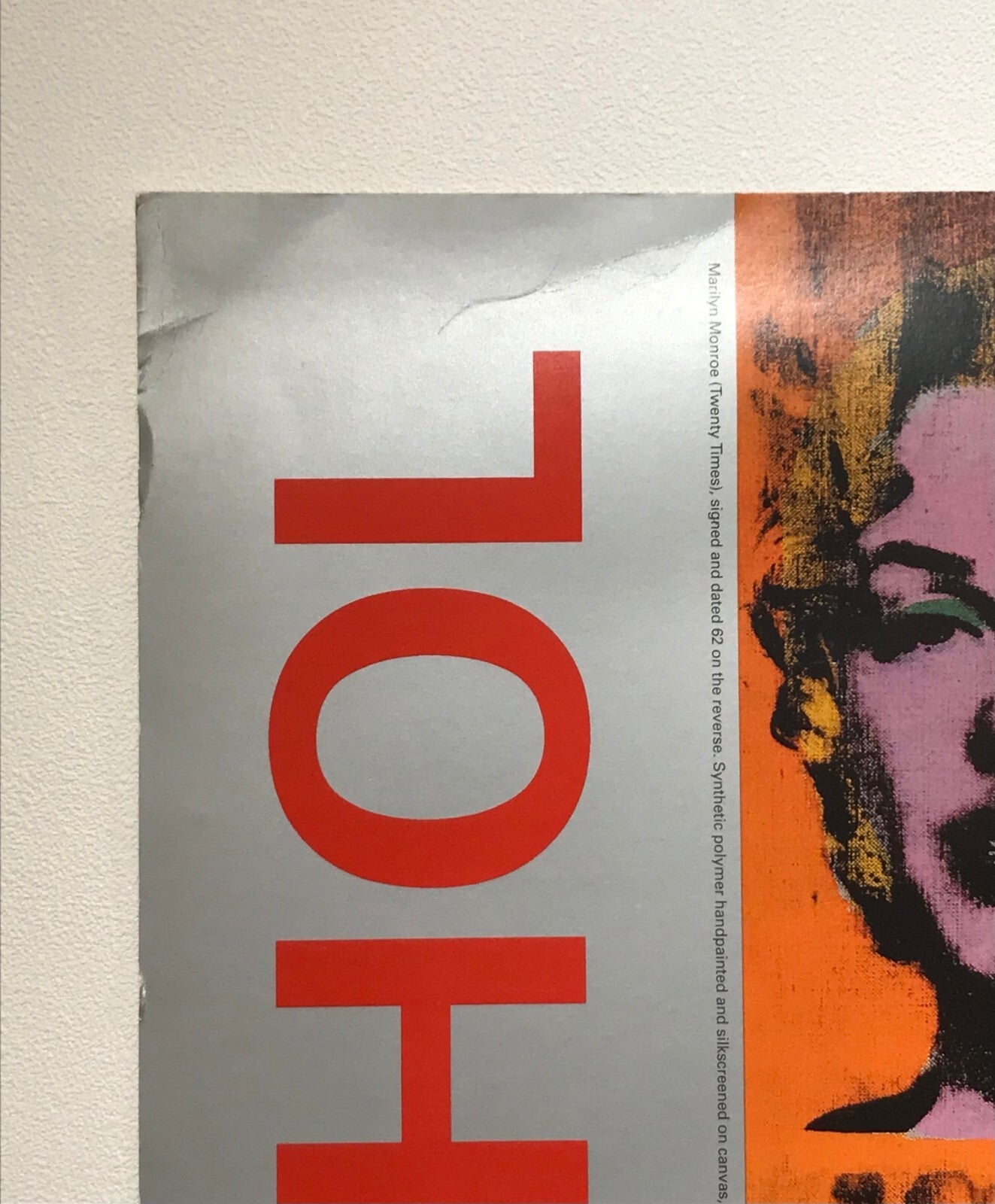 27" Andy Warhol Tel Aviv Israel 1992 Exhibition Poster Marilyn Monroe 39" x