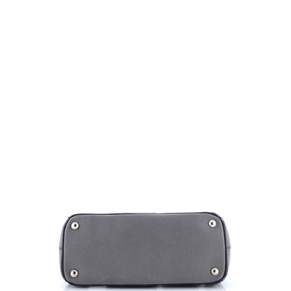 Prada Double Zip Lux Tote Striped Saffiano Leather Small