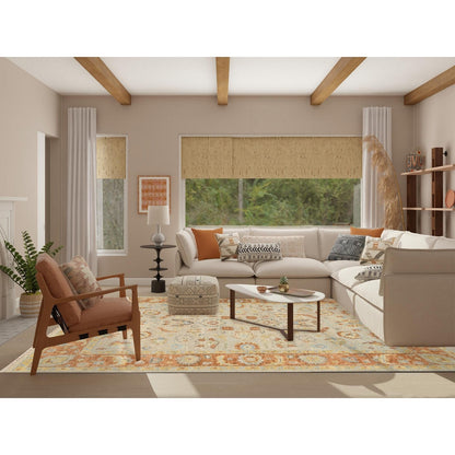 9'1"X11'9" Tan Color Oushak Design Pure Wool Hand Knotted Rug