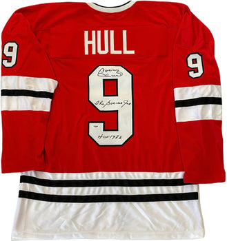 Bobby Hull Autographed Chicago Blackhawks Red Xl Jersey (Psa)