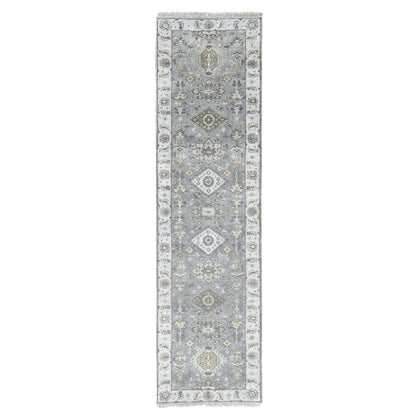 2'7"X10' Colorado Gray Wool Karjihooz Geometric Design Oriental Rug