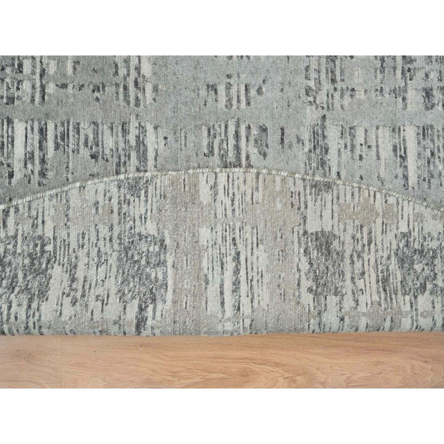 Rug 10'1"x10'1" Dark Grey Undyed Natural Wool Hand Knotted Round Oriental