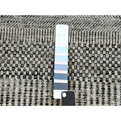 6'X6' Perfect Gray Undyed Wool Grass Design Hand Knotted Round Rug