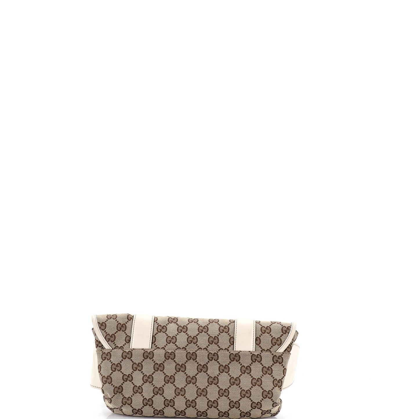 Gucci Double Belt Flap Messenger Gg Canvas With Perforated Leather Small