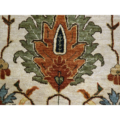 10'X14'3" Chiffon White Heris All Over Design Hand Knotted Soft Wool Rug