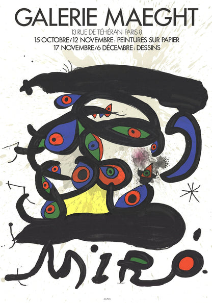 Joan Miro Peintures Sur Papier-Dessins " Lithograph Surrealism Mu