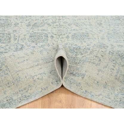 8'1"X10' Gray Jacquard Hand Loomed Wool And Silk Tebraz Design Rug