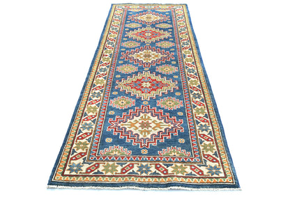 Kazak Oriental Runner Rug Tribal Geometric