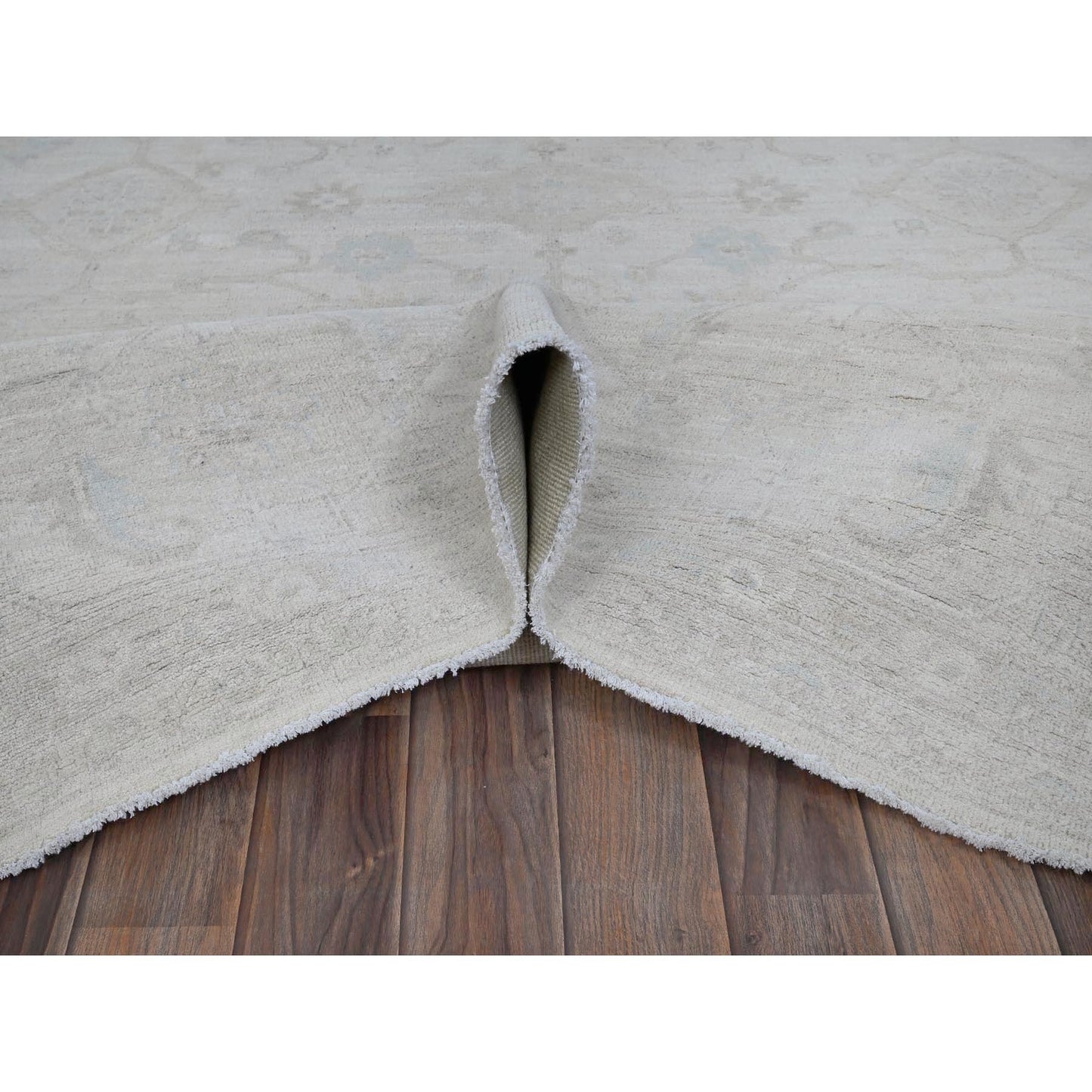 10'2"X13'9" White White Wash Peshawar Hand Knotted Pure Wool Oriental Rug