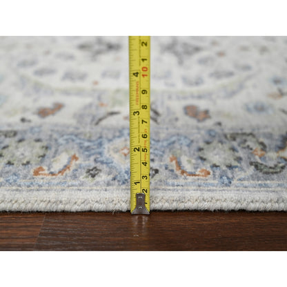 2'6"X9'10" Pastel Gray Denser Weave Oushak Wool Hand Knotted Runner Rug