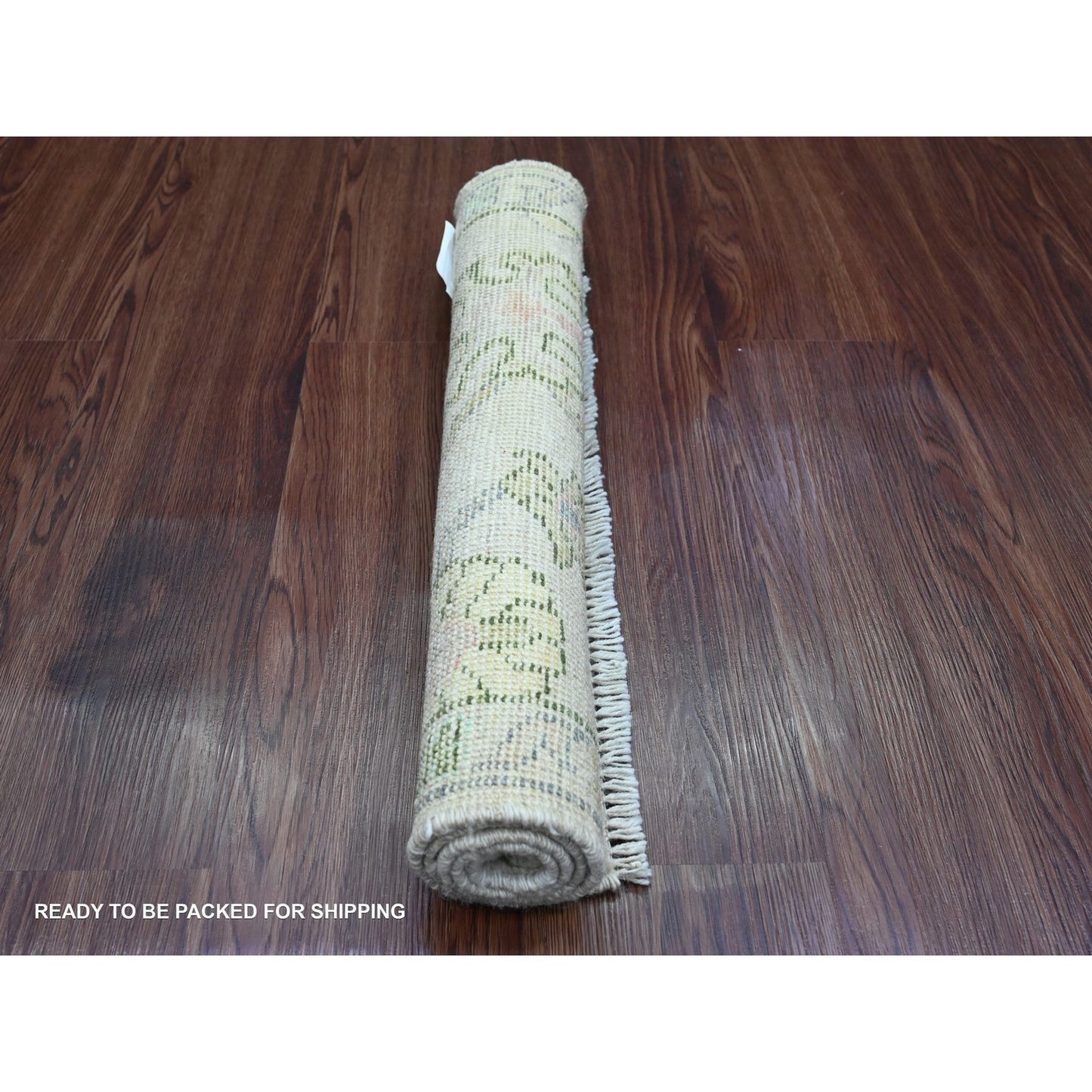 2'X3' Alabaster White Hand Knotted Afghan Angora Oushak 100% Wool Mat Rug