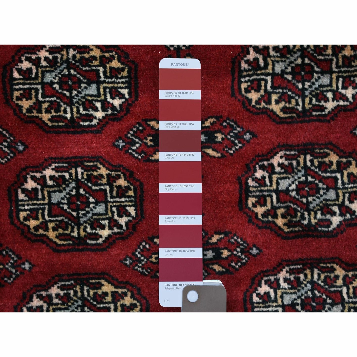 3'X4'10" Organic Wool Hand Knotted Mori Bokara Deep Red Oriental Rug