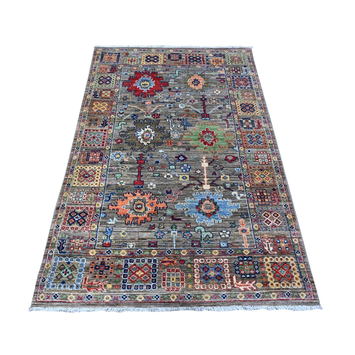 3'10"X5'9" Gray Ziegler Mahal Hand Knotted Vegetable Dyes Oriental Rug