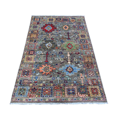 3'10"X5'9" Gray Ziegler Mahal Hand Knotted Vegetable Dyes Oriental Rug