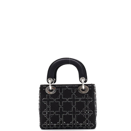Christian Dior Lady Dior Bag Crystal Embellished Cannage Quilt Satin Mini