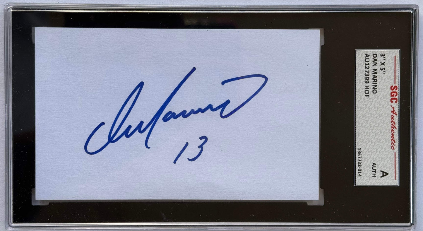 Dan Marino Autographed 3X5 Index Card Slabbed Sgc Authentic