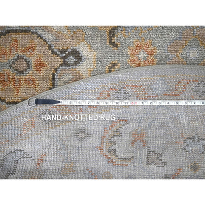 7'10"X8' Hand Knotted Oushak Inspired Pure Wool Round Oriental Rug