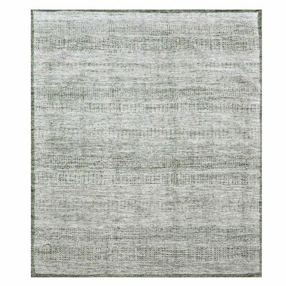 10'2"X10'2" Green & White Grass Design Pure Wool Hand Knotted Square Rug
