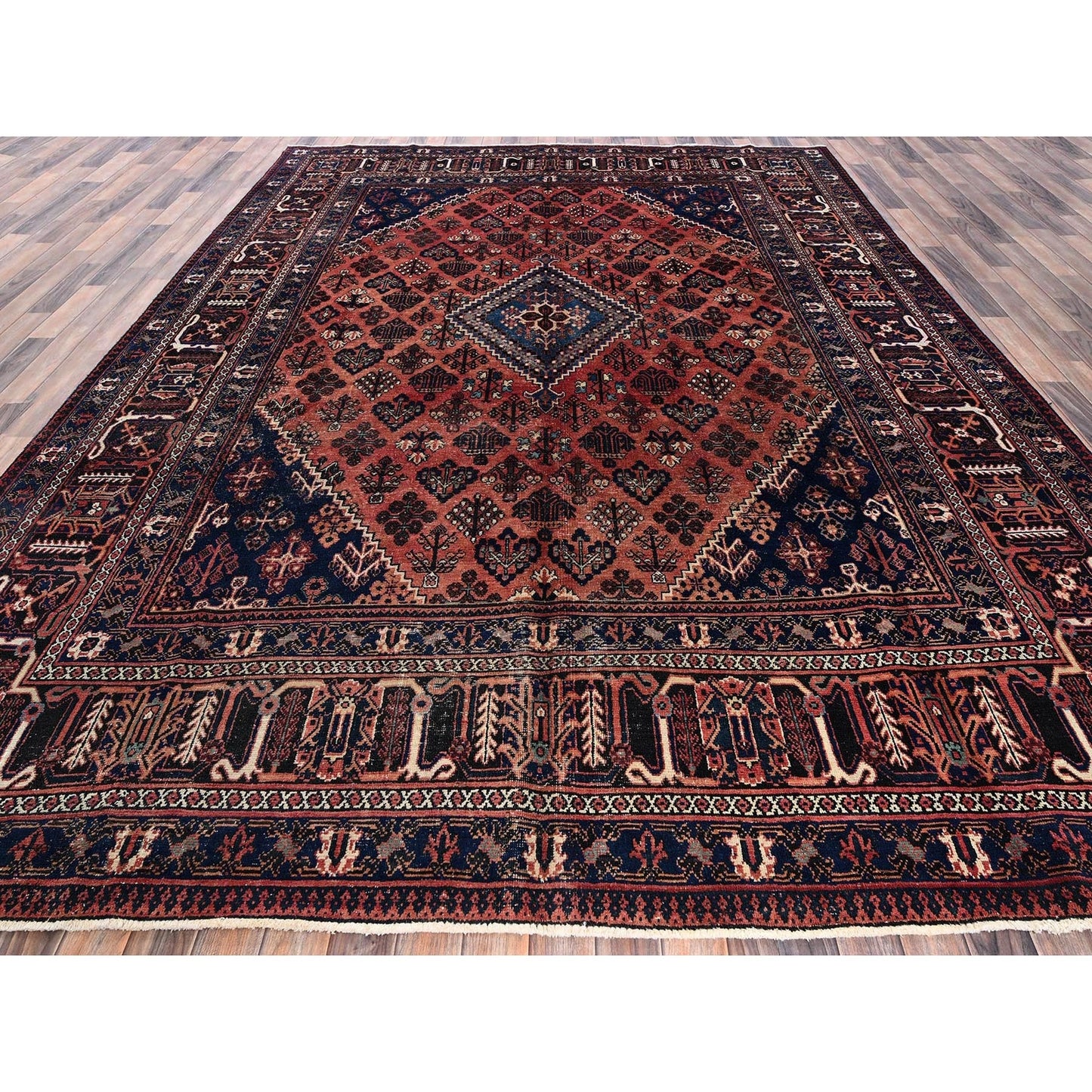 9'X12'5" Copper Red Vintage Zoroastrian Hand Knotted Pure Wool Clean Rug