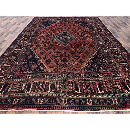 9'X12'5" Copper Red Vintage Zoroastrian Hand Knotted Pure Wool Clean Rug