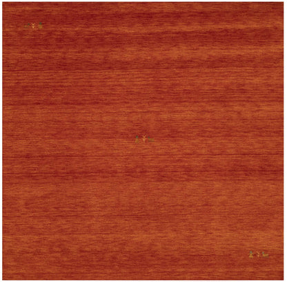 Orange-Red Gabbeh Modern Square Rug Wool Tribal