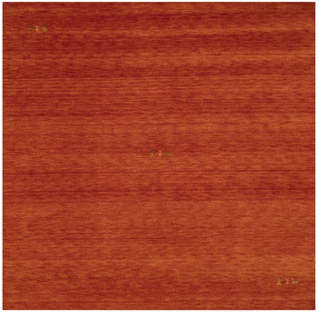 Orange-Red Gabbeh Modern Square Rug Wool Tribal