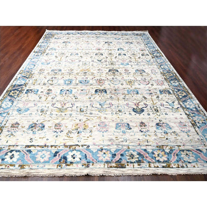 12'X17'9" Ivory Oushak Mahal Design Hand Knotted Oversize Oriental Rug