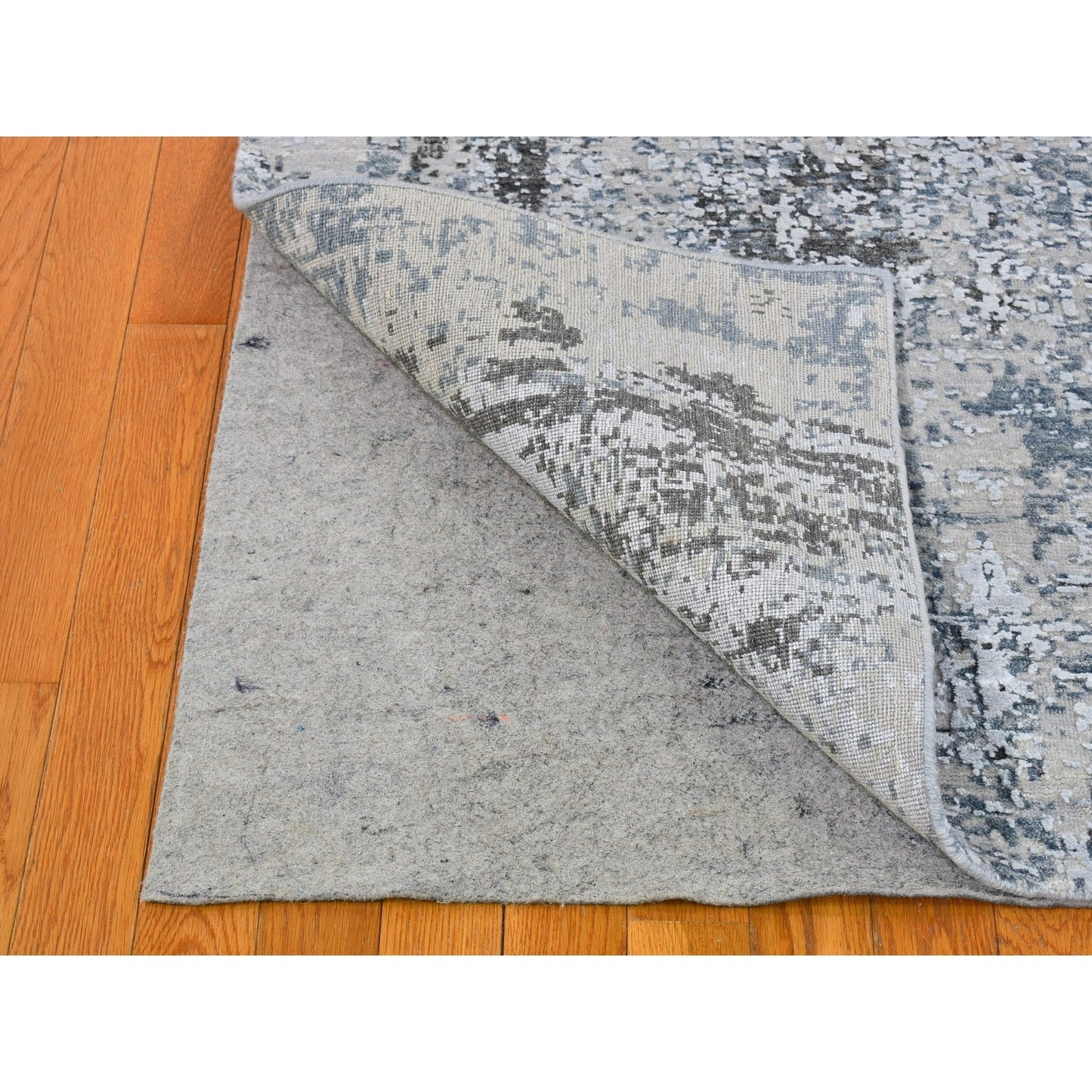 3'X5' Silver Wool Denser Weave Abstract Design Hand Knotted Rug