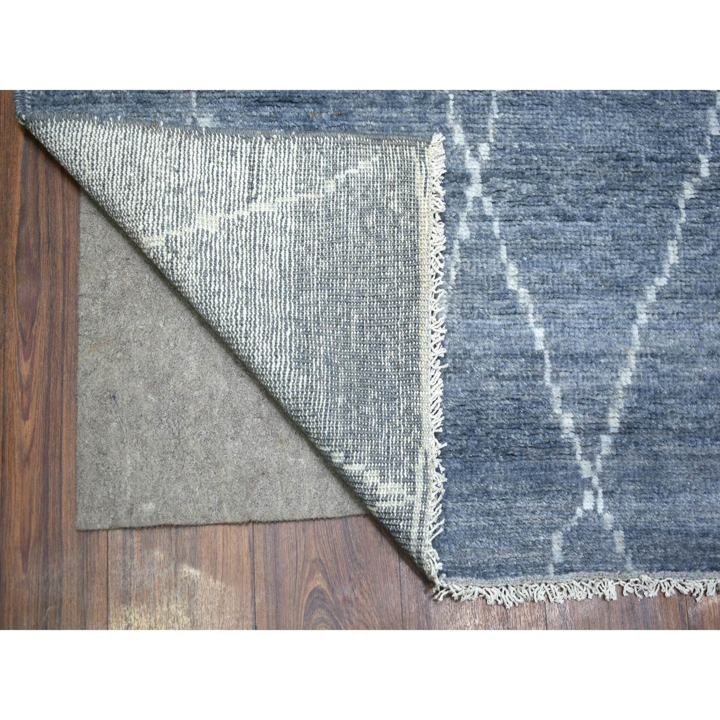 8'6"X11'6" Gray, Hand Knotted, Moroccan Berber, Soft Wool Rug