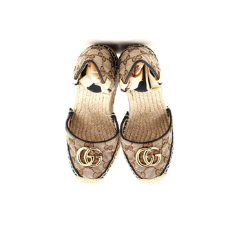 Gucci Women'S Gg Marmont Wedge Espadrilles Diagonal Quilted Gg Canvas