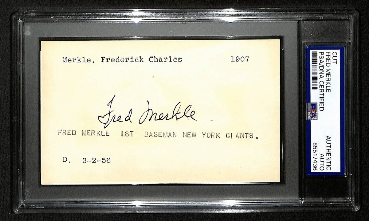 Fred Merkle Signed/Auto Cut On 3X5 Index Card New