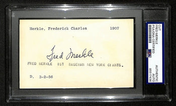 Fred Merkle Signed/Auto Cut On 3X5 Index Card New