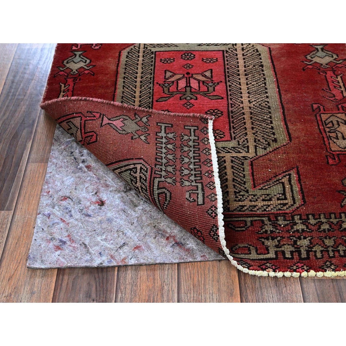 2'3"X8'5" Red Vintage Zoroastrian Khamadan Hand Knotted Wool Runner Rug