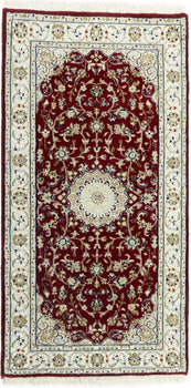 Handmade Indo-Nain Oriental Rug Classic Red