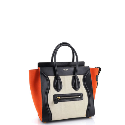 Celine Tricolor Luggage Bag Canvas And Leather Micro