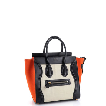 Celine Tricolor Luggage Bag Canvas And Leather Micro