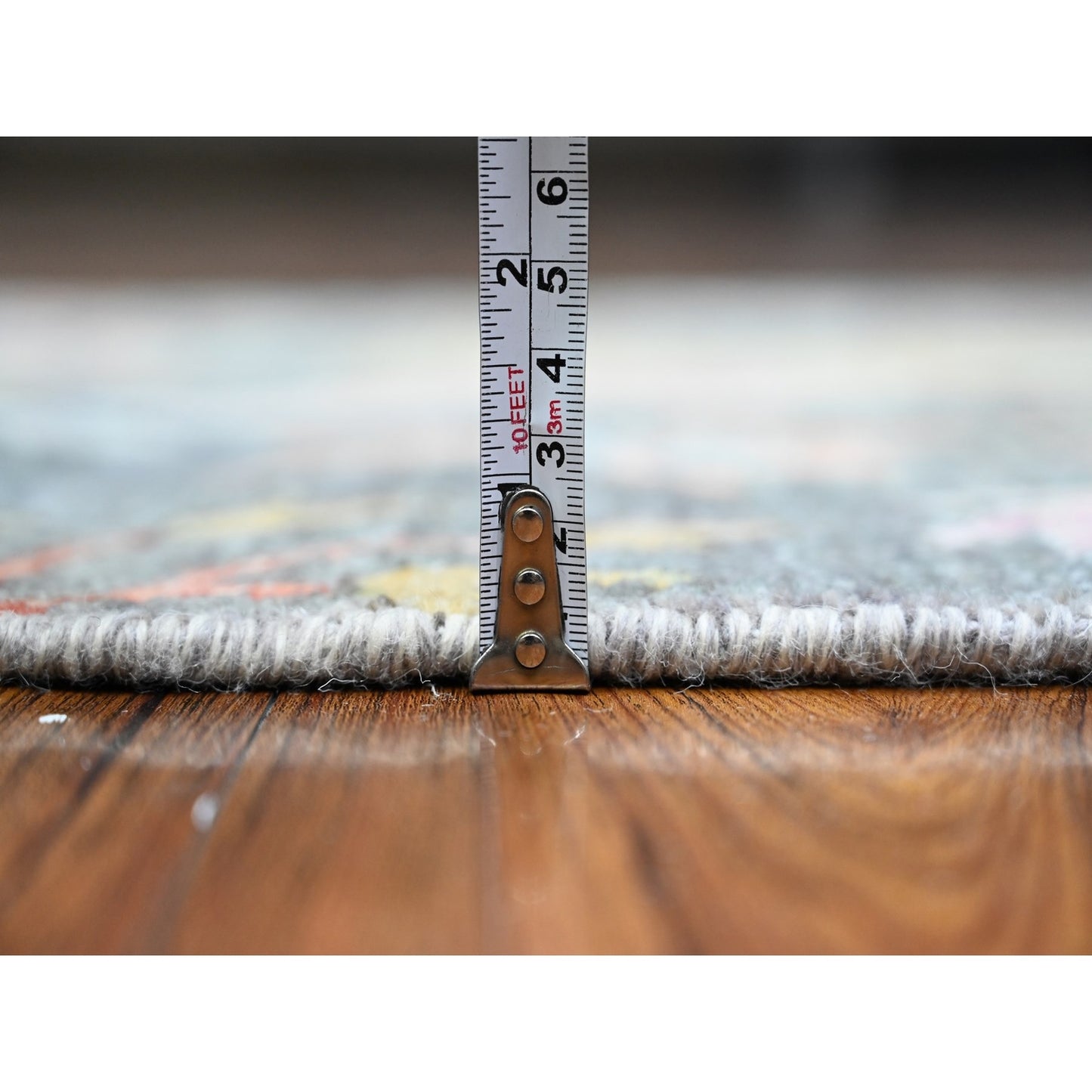 Rug 2'6"x6'2" Gray Hand Knotted Soft Wool Birds Paradise Peshawar Runner