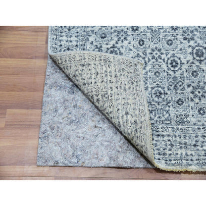 3'X5'3" White Mamluk Dynasty Design Undyed Wool Hand Knotted Oriental Rug