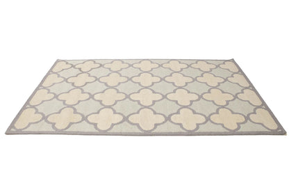 Cream & Mauve Trellis Design 5X8 Hand-Tufted