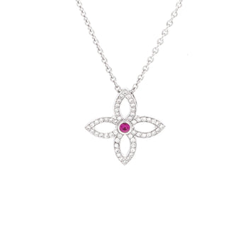 Louis Vuitton Blossom Pendant Necklace 18K White Gold With Diamonds And Pink