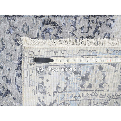 3'2"X4'10"Wool With Pure Silk Hand Knotted Gray Broken Kishoon Design Rug