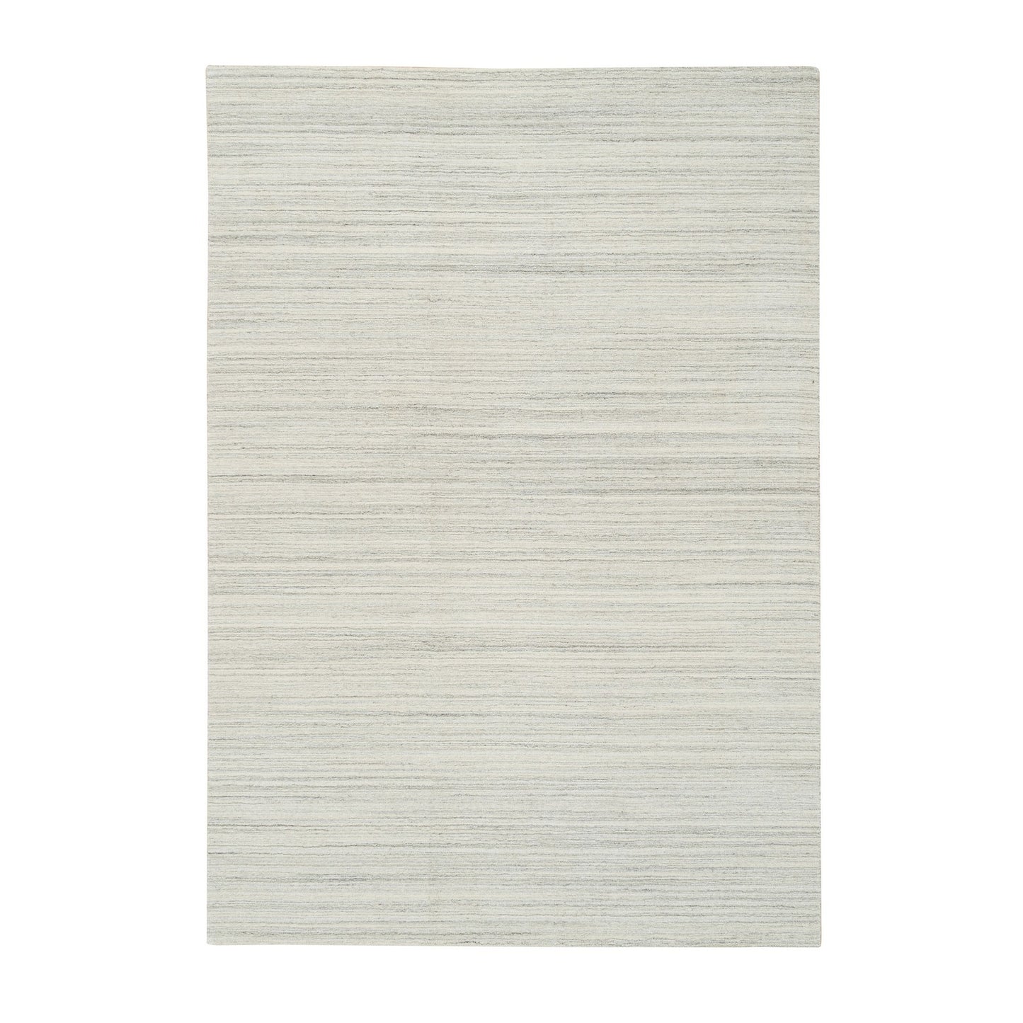 6'1"X9' Ivory Modern Design Hand Loomed Undyed Natural Wool Rug