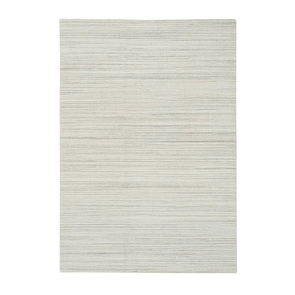 6'1"X9' Ivory Modern Design Hand Loomed Undyed Natural Wool Rug