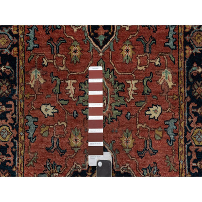 2'6"X8'3" Red Antiqued Heriz Re-Creation All Wool Hand Knotted Runner Rug