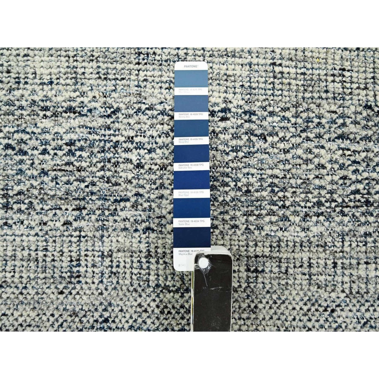 6'X9'1" Navy Blue Wool Rug Hand Knotted Oxidized Grass Design Oriental