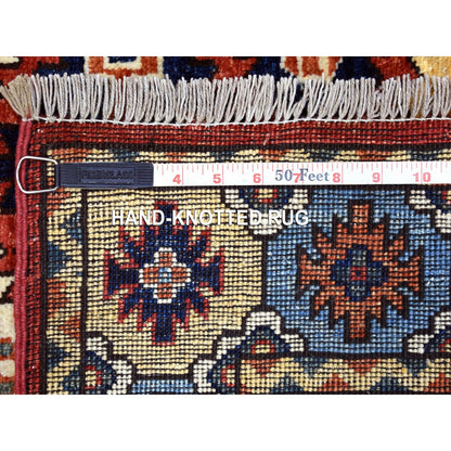4'X6' Red Afghan Ersari Repetitive Design Wool Hand Knotted Oriental Rug