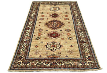 4X6 Ft Kazak Wool Area Rug Tribal Geometric Style