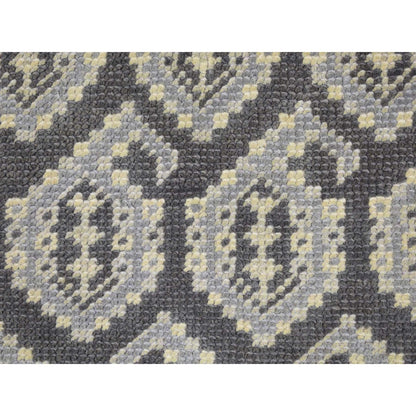 2'X3' Davy Gray Turkish Knot Oushak Design Hand Knotted Pure Wool Rug